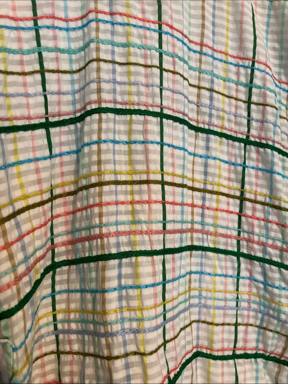 Mii White Multicolor Plaid Short Sleeve Button-Down Top - Picture 5 of 6